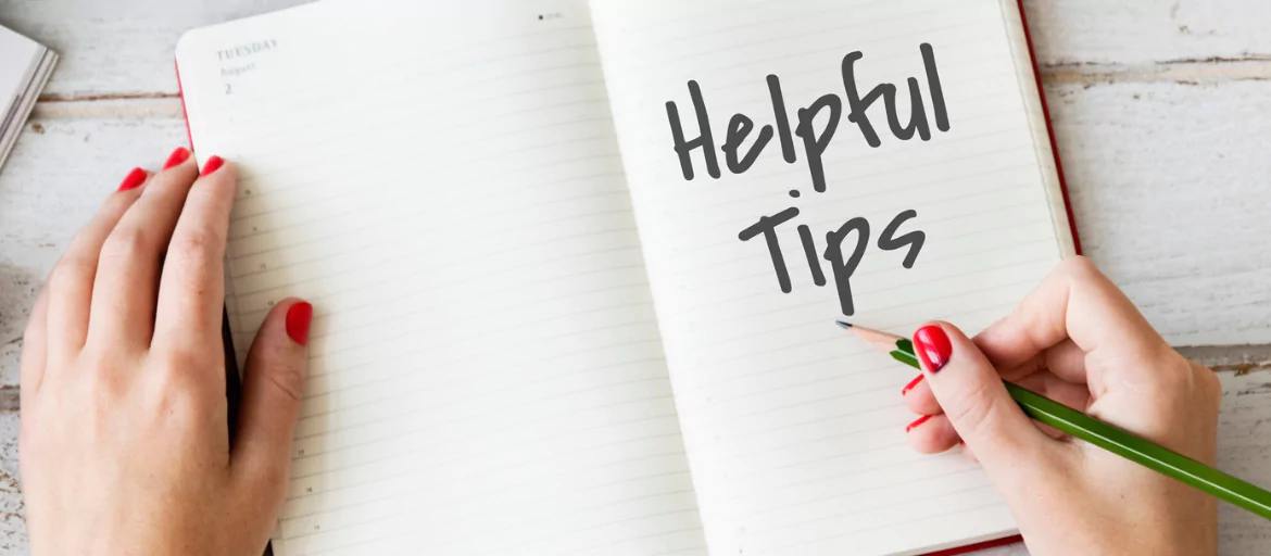helpful tips written on a notebook